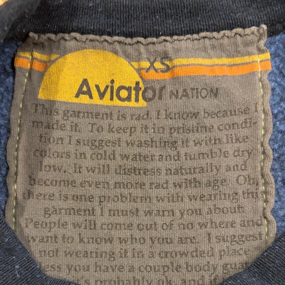 Aviator Nation Ombré Teal Sweater with Rainbow Patch Women XS - Picture 2 of 4